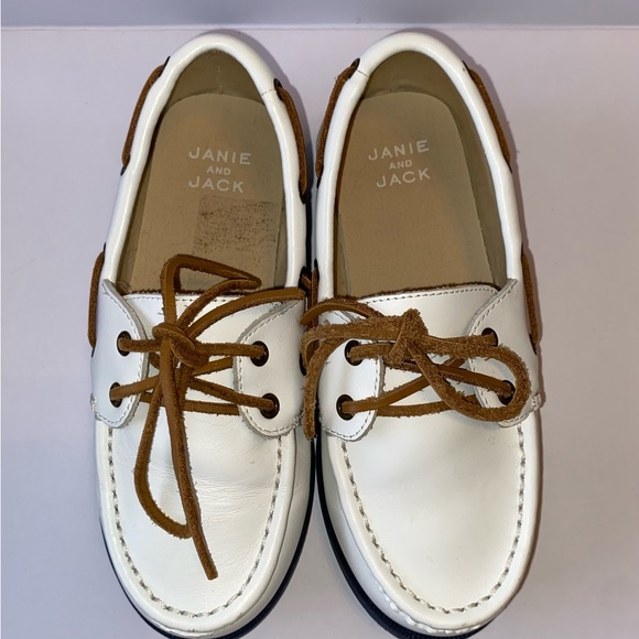 Janie and Jack Classic White Leather Boat Shoes - Picture 6 of 11